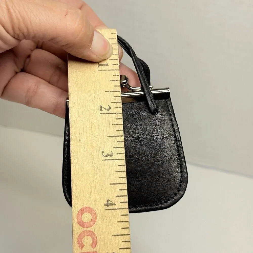 Vintage Wilson’s Black Leather Mini Coin Purse With Kisslock Closure & Keychain